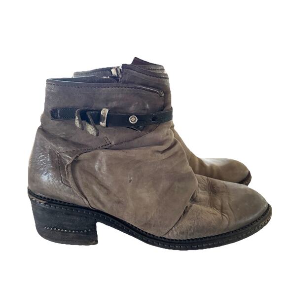 AS 98 Airstep Women Zipper Boho Biker Ankle Grey Boots Sz EU 41 US